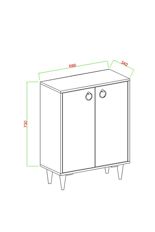 Artemis 4 Raflı 2 Kapaklı Ayakkabılık Atlantik Çam